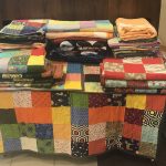 colorful quilts on display
